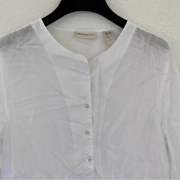 Valerie Button Down Cropped White Cotton Shirt - Picture 2 of 4